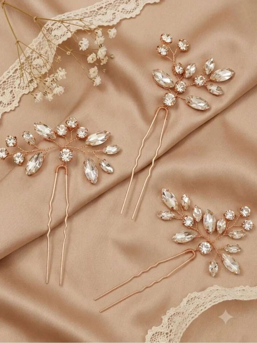 Bridal Gold Crystal Hair Pins - Elegant Wedding Hair Accessories